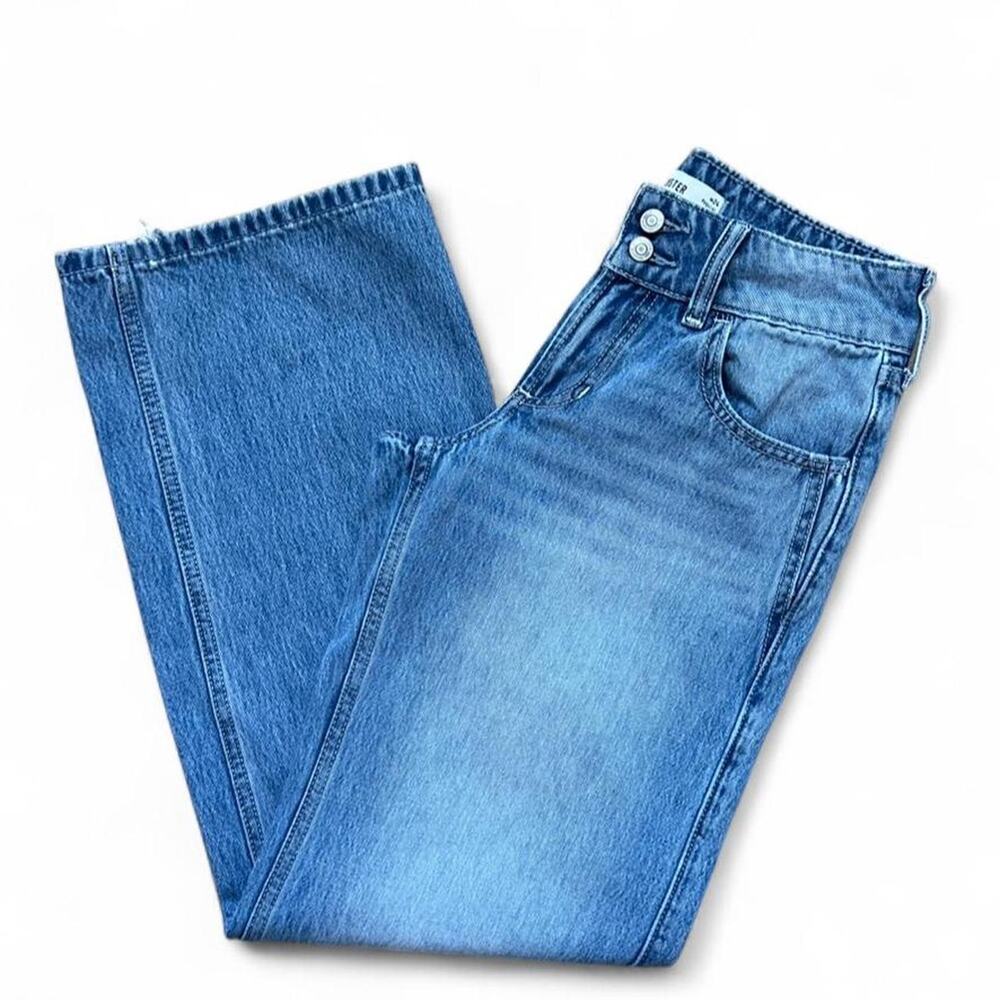 Hollister Low Rise Baggy Jeans Medium Wash Wide Leg Size 24R